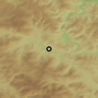 Shaded relief of the 52 km around Dubravica, drawn from the GMTED2010 grid