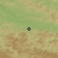 Shaded relief of the 52 km around Đurđevik, drawn from the GMTED2010 grid