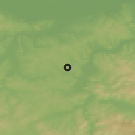 Shaded relief of the 52 km around Foča, drawn from the GMTED2010 grid