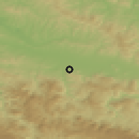 Shaded relief of the 52 km around Bašigovci, drawn from the GMTED2010 grid