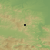 Shaded relief of the 52 km around Goduš, drawn from the GMTED2010 grid