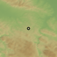 Shaded relief of the 52 km around Goleši, drawn from the GMTED2010 grid