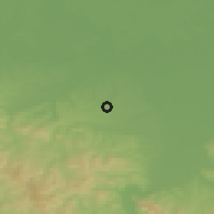 Shaded relief of the 52 km around Gornja Čađavica, drawn from the GMTED2010 grid