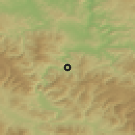 Shaded relief of the 52 km around Begov Han, drawn from the GMTED2010 grid