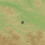 Shaded relief of the 52 km around Gornja Orahovica, drawn from the GMTED2010 grid