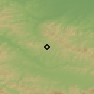 Shaded relief of the 52 km around Gornja Tinja, drawn from the GMTED2010 grid