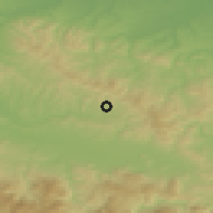 Shaded relief of the 52 km around Gornja Tuzla, drawn from the GMTED2010 grid