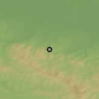 Shaded relief of the 52 km around Gornji Zovik, drawn from the GMTED2010 grid