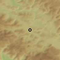 Shaded relief of the 52 km around Gromiljak, drawn from the GMTED2010 grid