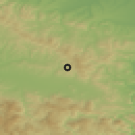 Shaded relief of the 52 km around Hrasno, drawn from the GMTED2010 grid