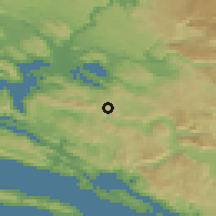 Shaded relief of the 52 km around Hutovo, drawn from the GMTED2010 grid