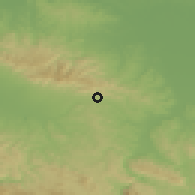Shaded relief of the 52 km around Ivanjska, drawn from the GMTED2010 grid
