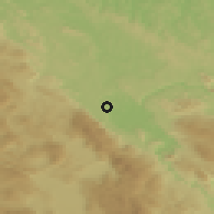 Shaded relief of the 52 km around Izačić, drawn from the GMTED2010 grid