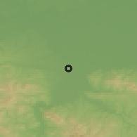 Shaded relief of the 52 km around Janja, drawn from the GMTED2010 grid