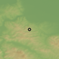 Shaded relief of the 52 km around Jasenica, drawn from the GMTED2010 grid