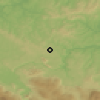 Shaded relief of the 52 km around Jezerski, drawn from the GMTED2010 grid