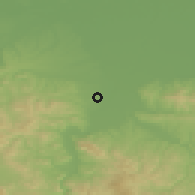 Shaded relief of the 52 km around Johovac, drawn from the GMTED2010 grid