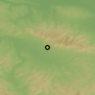 Shaded relief of the 52 km around Kamičani, drawn from the GMTED2010 grid