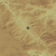 Shaded relief of the 52 km around Karadže, drawn from the GMTED2010 grid