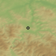 Shaded relief of the 52 km around Karaula, drawn from the GMTED2010 grid