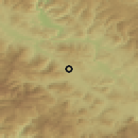 Shaded relief of the 52 km around Bilalovac, drawn from the GMTED2010 grid