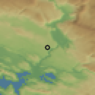 Shaded relief of the 52 km around Biletići, drawn from the GMTED2010 grid