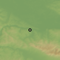 Shaded relief of the 51 km around Komlenac, drawn from the GMTED2010 grid