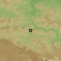Shaded relief of the 52 km around Konjević Polje, drawn from the GMTED2010 grid