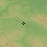 Shaded relief of the 52 km around Bišćani, drawn from the GMTED2010 grid
