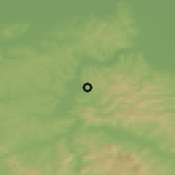 Shaded relief of the 52 km around Kožuhe, drawn from the GMTED2010 grid