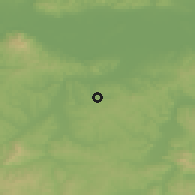 Shaded relief of the 52 km around Bišnja, drawn from the GMTED2010 grid