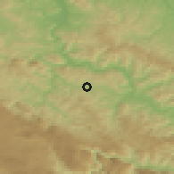 Shaded relief of the 52 km around Kravica, drawn from the GMTED2010 grid