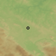 Shaded relief of the 52 km around Krivaja, drawn from the GMTED2010 grid