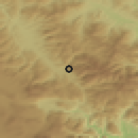 Shaded relief of the 52 km around Bistrica, drawn from the GMTED2010 grid