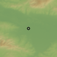 Shaded relief of the 51 km around Krušik, drawn from the GMTED2010 grid