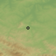 Shaded relief of the 52 km around Kulaši, drawn from the GMTED2010 grid