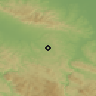Shaded relief of the 52 km around Bistrica, drawn from the GMTED2010 grid