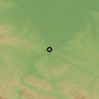 Shaded relief of the 52 km around Laktaši, drawn from the GMTED2010 grid