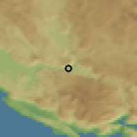 Shaded relief of the 52 km around Lastva, drawn from the GMTED2010 grid