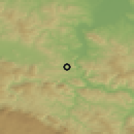 Shaded relief of the 52 km around Liplje, drawn from the GMTED2010 grid
