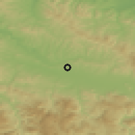 Shaded relief of the 52 km around Ljubače, drawn from the GMTED2010 grid