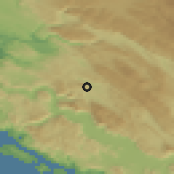 Shaded relief of the 52 km around Ljubinje, drawn from the GMTED2010 grid