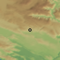Shaded relief of the 52 km around Ljubotići, drawn from the GMTED2010 grid