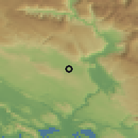 Shaded relief of the 52 km around Ljuti Dolac, drawn from the GMTED2010 grid