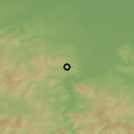 Shaded relief of the 52 km around Lokanj, drawn from the GMTED2010 grid