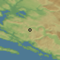 Shaded relief of the 52 km around Lokve, drawn from the GMTED2010 grid