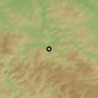 Shaded relief of the 52 km around Lovnica, drawn from the GMTED2010 grid
