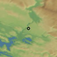 Shaded relief of the 52 km around Bivolje Brdo, drawn from the GMTED2010 grid