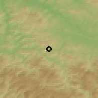 Shaded relief of the 52 km around Lozna, drawn from the GMTED2010 grid