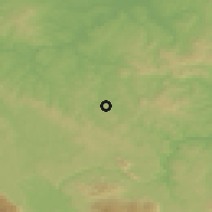 Shaded relief of the 51 km around Lubarda, drawn from the GMTED2010 grid